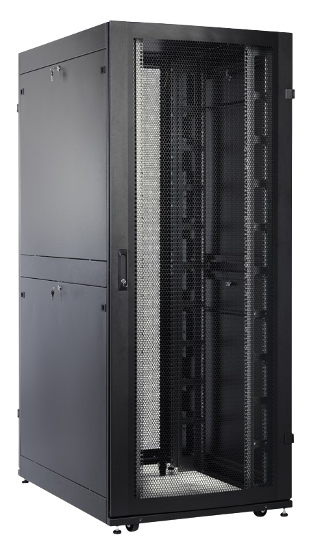 Шкаф серверный ПРОФ напольный 48U (800x1000) дверь перфор., задние двойные перфор., черный, в сборе от ЦМО