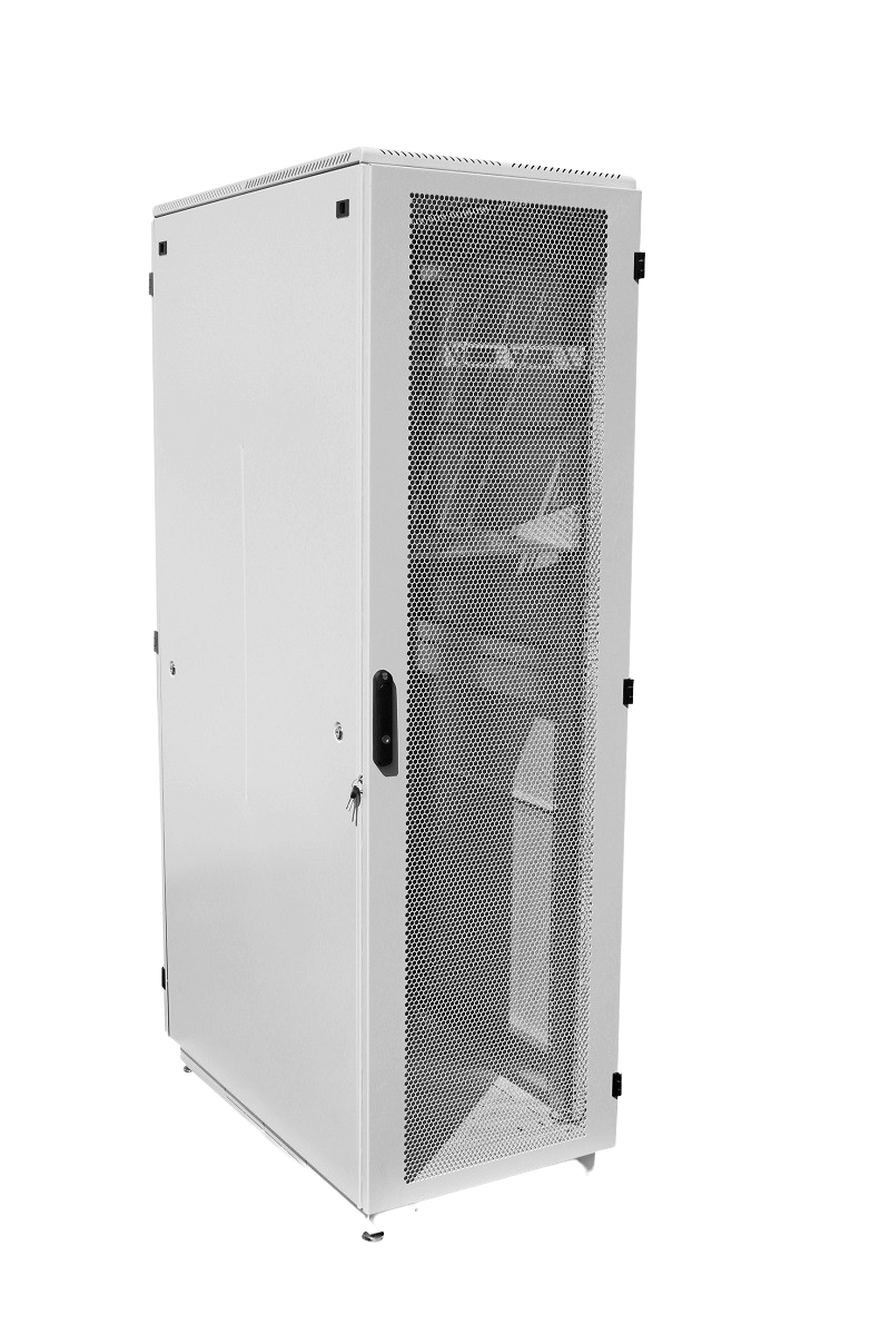 Шкаф телекоммуникационный напольный 47U (600 × 1000) дверь перф., задние двойные перф., цвет черный от ЦМО