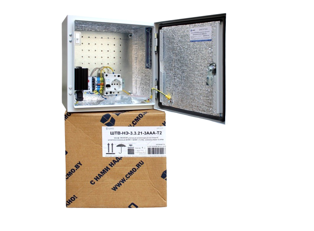 Шкаф ЭКОНОМ уличный всепогодный настенный укомплектованный (В400 × Ш400 × Г210),комплектация T2-IP66 от ЦМО
