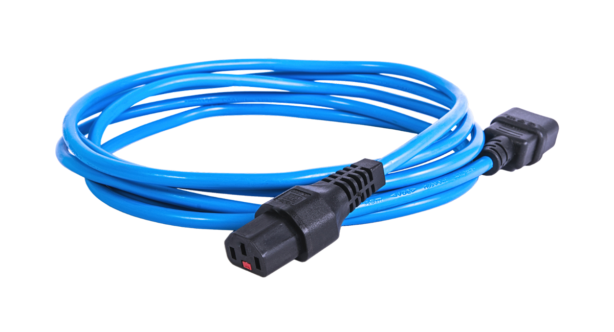 Шнур питания с фиксатором IEC 60320 C13/IEC 60320 C14, 10 А / 250 В (3 × 1,0), длина 3 м, синий