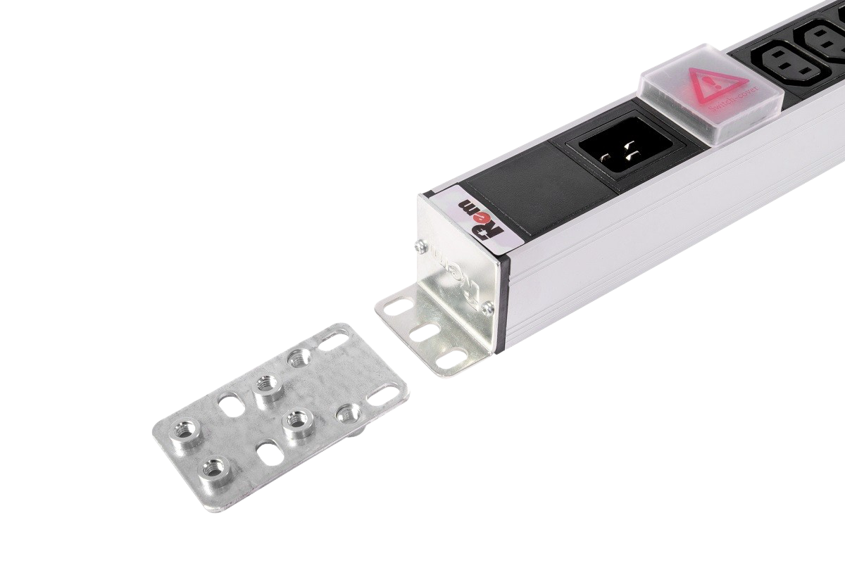 Вертикальный блок розеток Rem-16 с выкл., 10 Schuko, 10 C13, вход IEC 60320 C20 16A, алюм., 33-48U