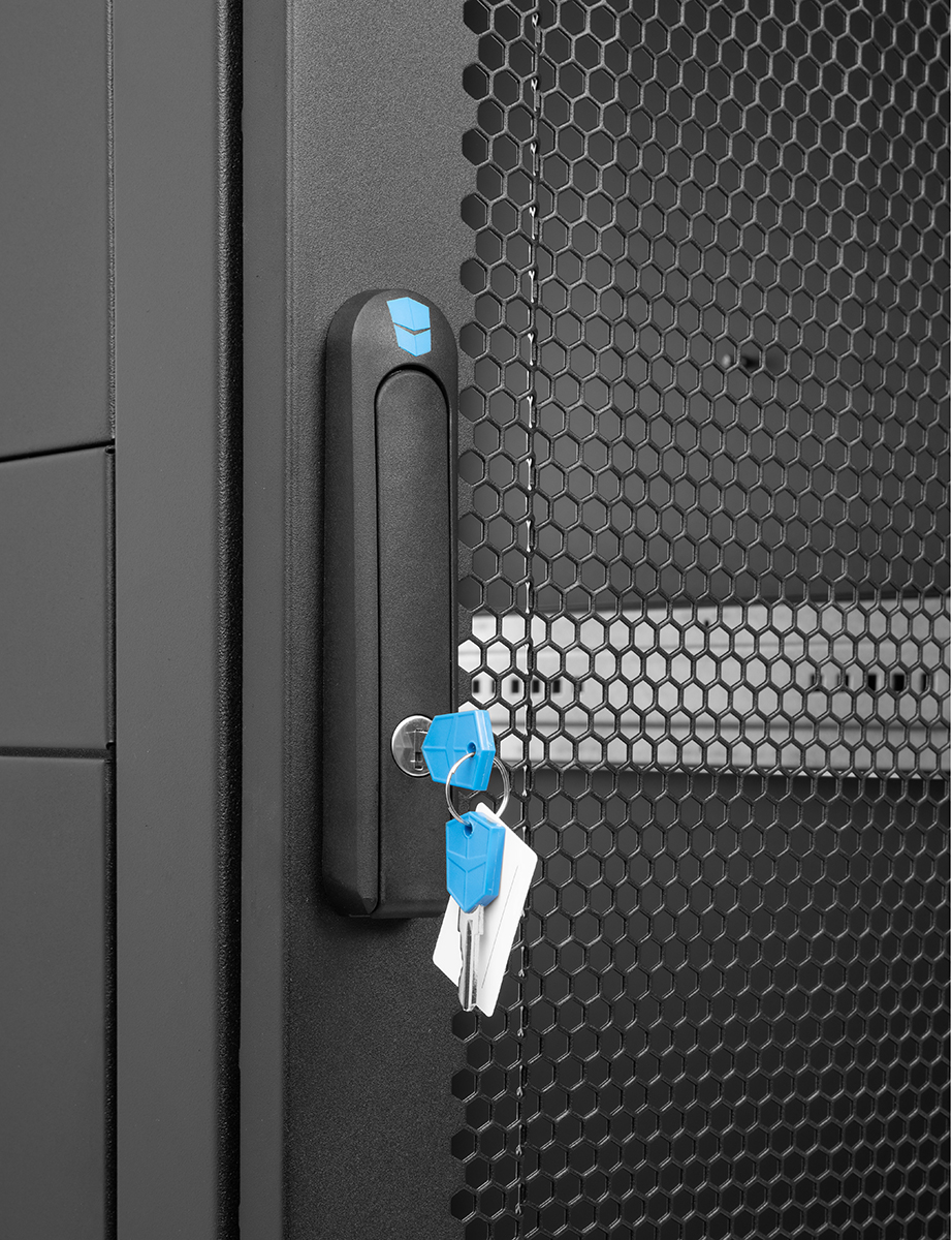 Шкаф серверный напольный 42U (800 × 1200) двойные перфорированные двери 2 шт., цвет черный