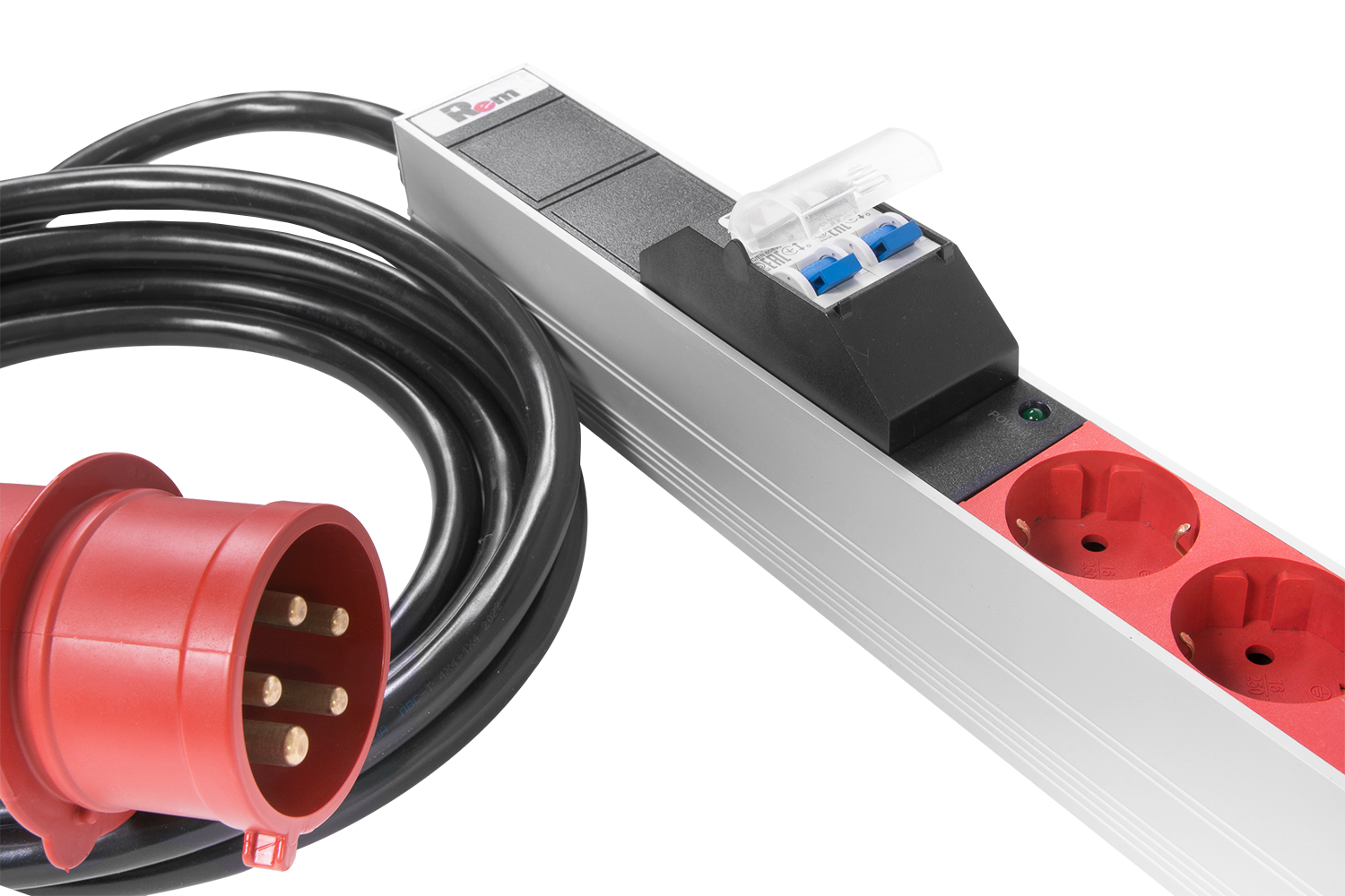 Верт блок розеток Rem-2MC, монит, измер, 3×16A, 18S, 1420мм, шнур 3м IEC309