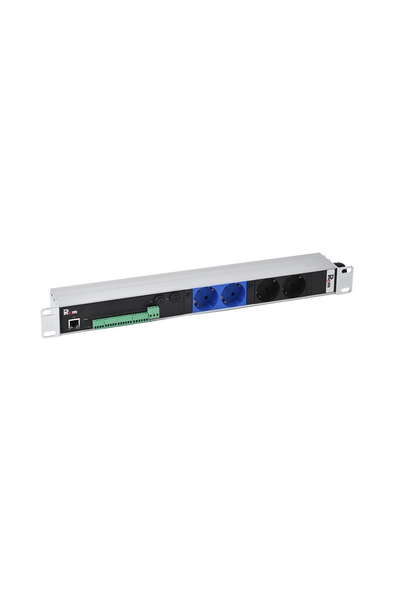 Упр. блок розеток с монит. Rem-MC1 2x2 S, 32A, алюм., 19", колодка от ЦМО