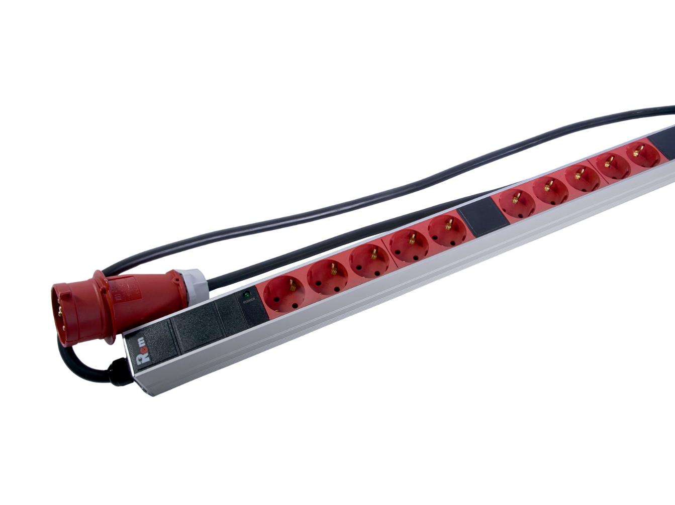Верт блок розеток Rem-3x16, 3×16A, инд, 30S, 1820мм, шнур 3м IEC309