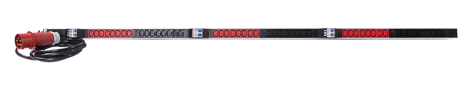 Верт блок розеток Rem-3x32, 3 фазы 32A, 6 авт, инд, 48 C13, 1820 мм, вх IEC 309, шнур 3 м от ЦМО