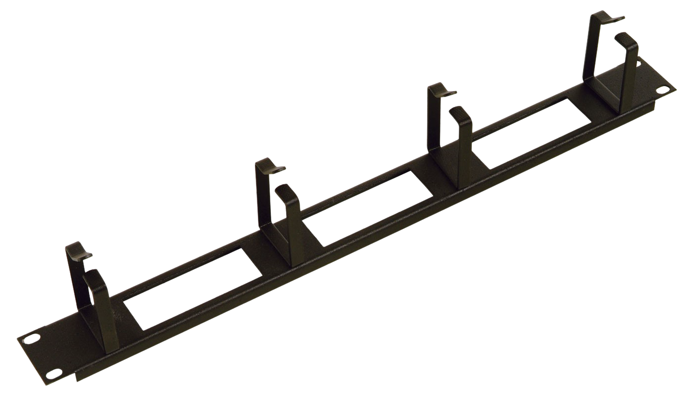 Горизонтальный кабельный органайзер с окнами 19" 1U, 4 кольца, цвет черный от ЦМО