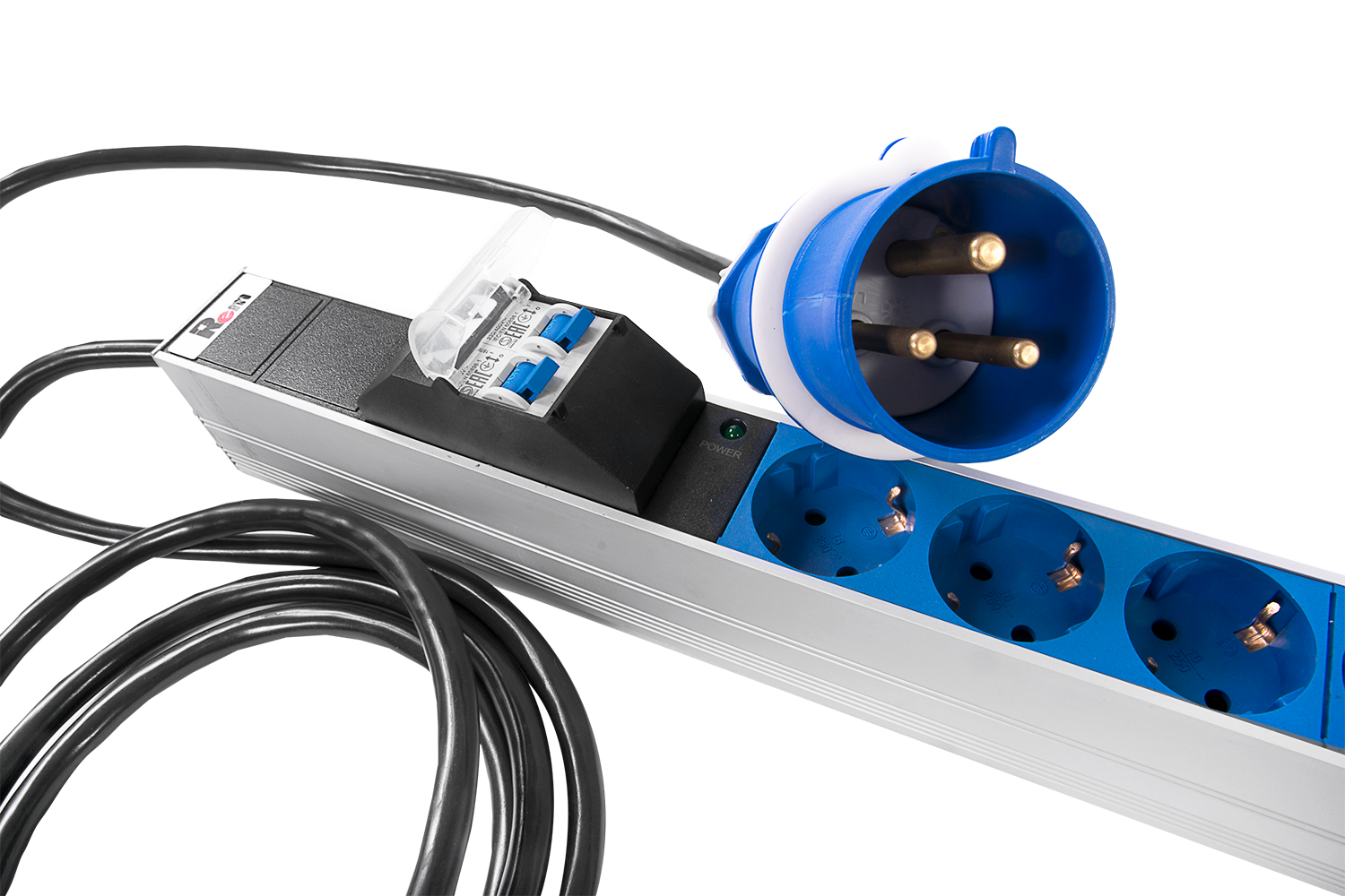 Верт блок розеток Rem-2MC, монит, измер, 1×32А, авт, 20S, 1420мм, шнур 3м IEC309