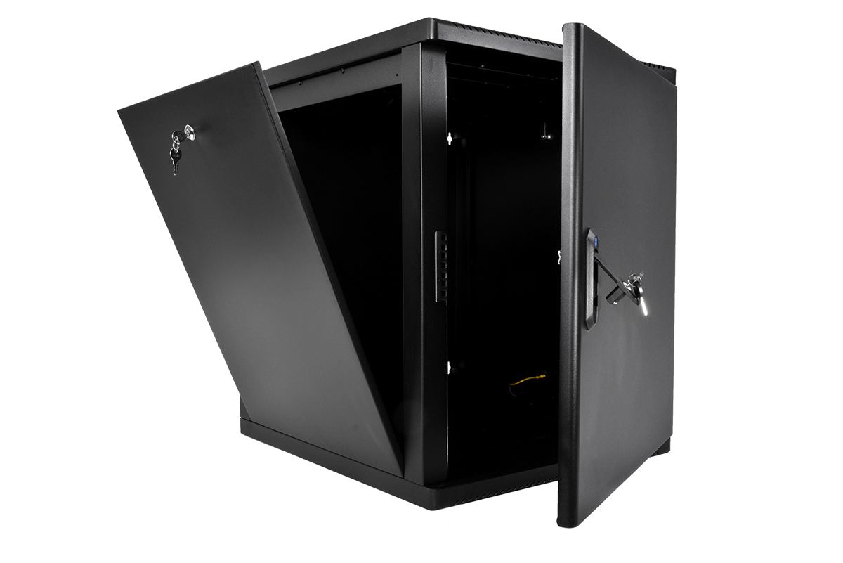 Шкаф телекоммуникационный настенный разборный 12U(600×660) съемные стенки, дверь металл, цвет черный