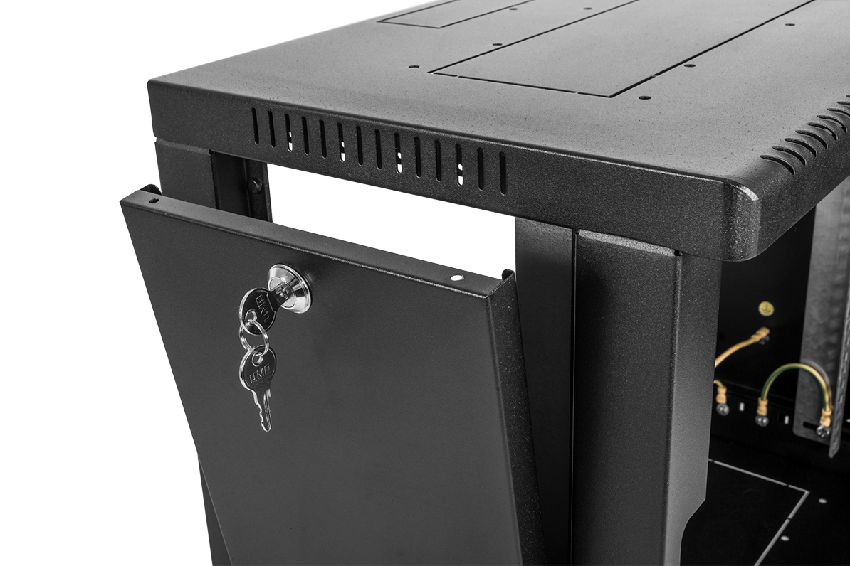 Шкаф телекоммуникационный настенный сварной 9U (600 × 530) съёмные стенки, дверь стекло, чёрный