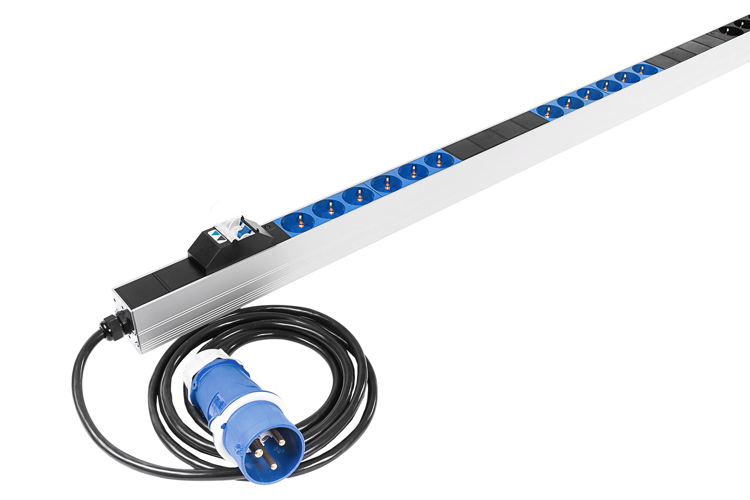 Верт блок розеток Rem-32, 1 фаза 32A, 2 авт,инд, 24 S, 1820 мм, вх IEC 309, шнур 3 м от ЦМО