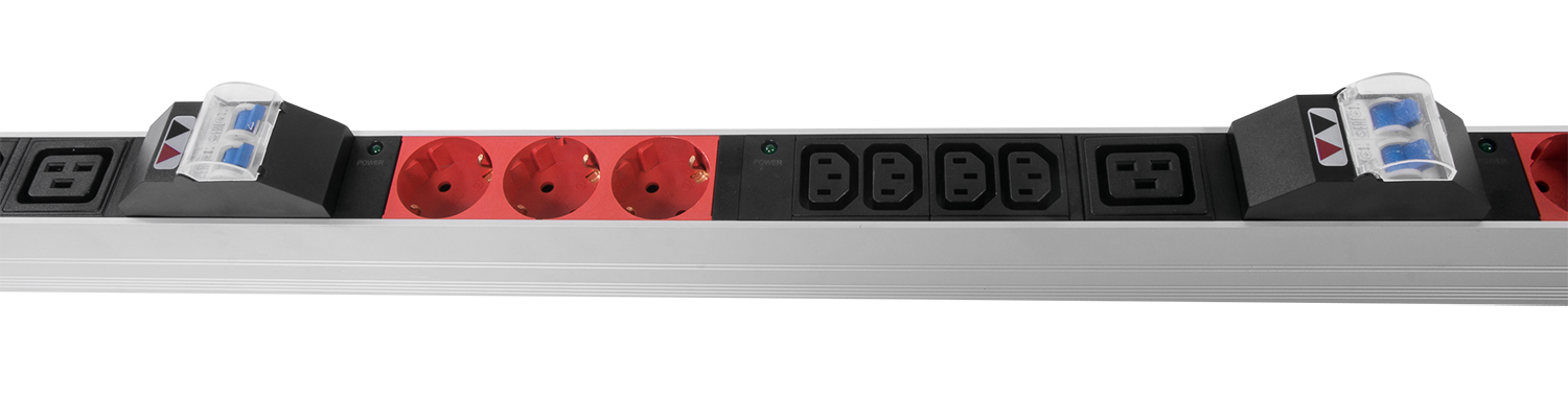 Верт блок розеток Rem-3x32, 3 фазы 32A, 6 авт, инд, 9 S, 12 C13, 3 C19, 1420 мм, вх IEC 309, шнур 3м от ЦМО