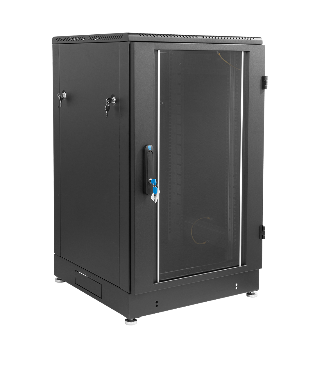 Шкаф телекоммуникационный напольный 18U (600 × 800) дверь стекло, цвет черный