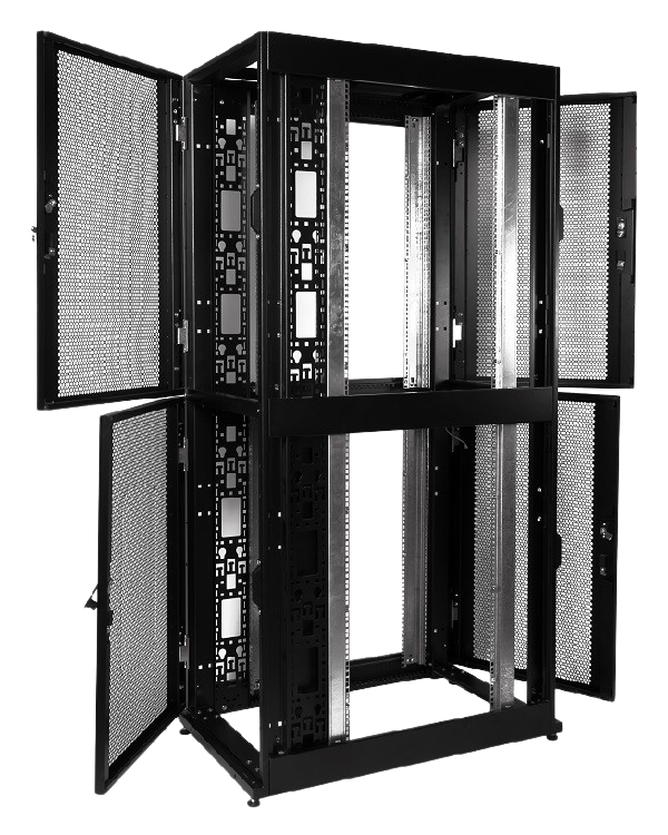 Шкаф серверный ПРОФ напольный колокейшн 40U (600 × 1000) 2 секции, дверь перф. 2 шт., чёрный,в сборе от ЦМО