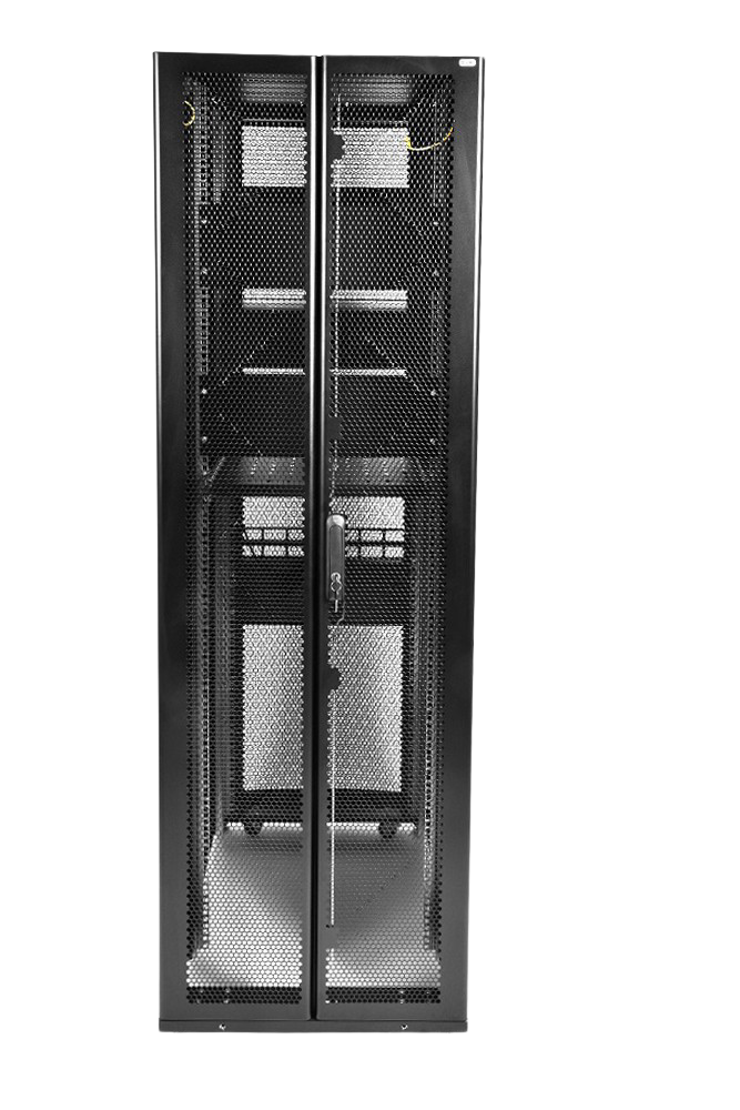 Шкаф серверный ПРОФ напольный 48U (800x1200) дверь перфор., задние двойные перфор., черный, в сборе от ЦМО