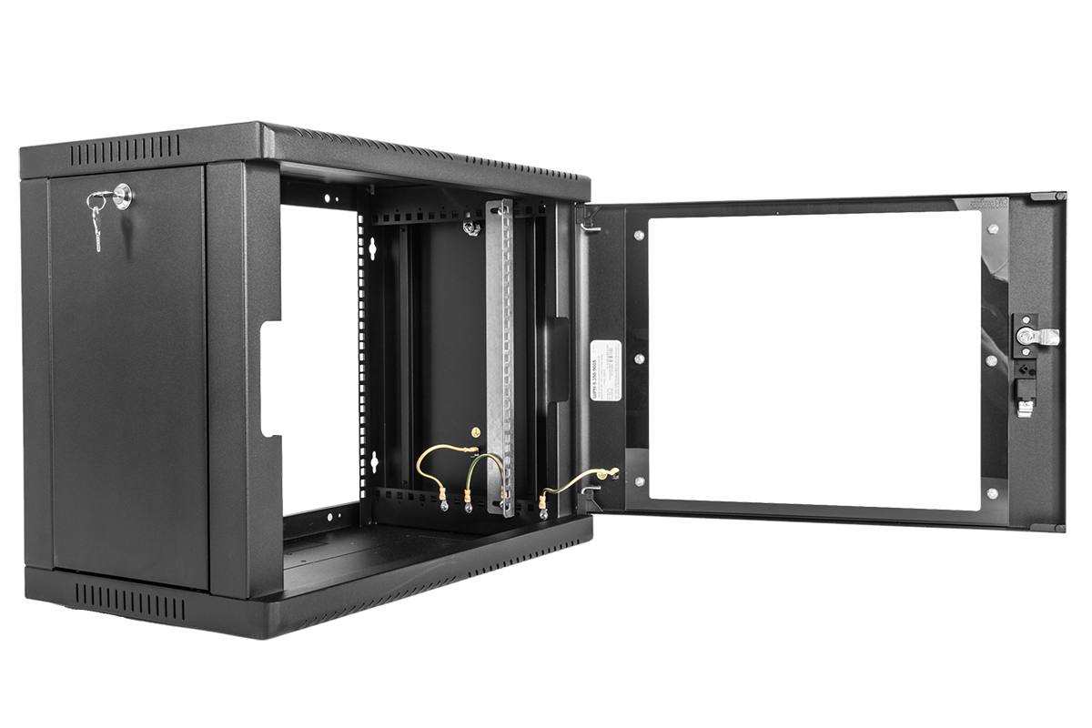 Шкаф телекоммуникационный настенный сварной 9U (600 × 530) съёмные стенки, дверь стекло, чёрный