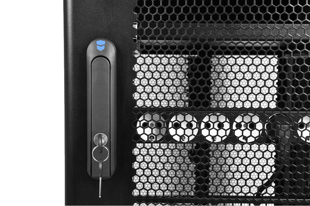 Шкаф серверный ПРОФ напольный 48U (600x1200) дверь перфор., задние двойные перфор., черный, в сборе от ЦМО