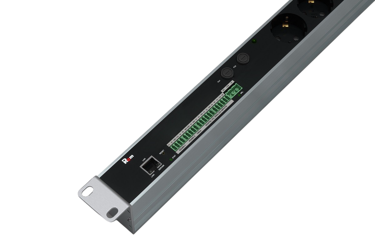 Упр. верт. блок розеток с монит. Rem-MC1 2х2 S, 2x3 С13, 2x2 С19, 32A, алюм., 33-48U, колодка от ЦМО