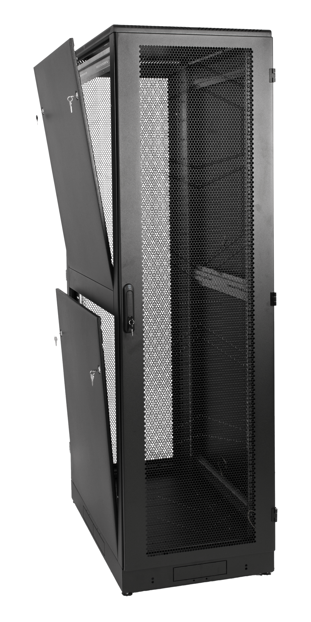 Шкаф серверный напольный 42U (600 × 1000) дверь перфорированная 2 шт., цвет черный