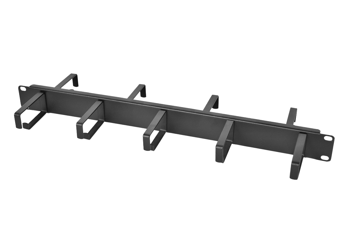  Горизонтальный кабельный органайзер двусторонний 19" 1U, 9 колец, цвет черный от ЦМО