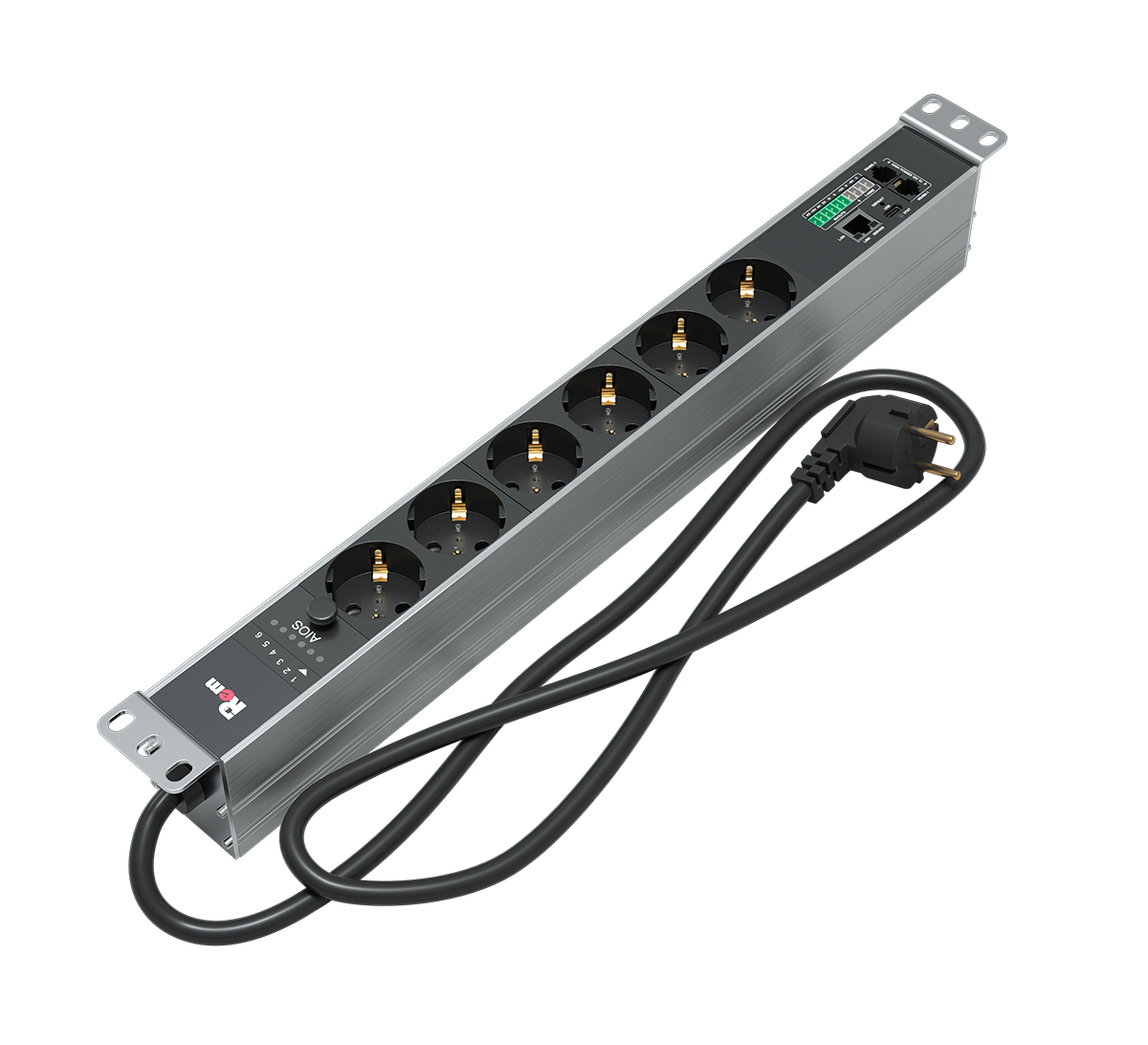 Гор блок розеток Rem-2SMC3, монит, измер, управл, 1×16А, 6S, 19'', шнур 1,8 м