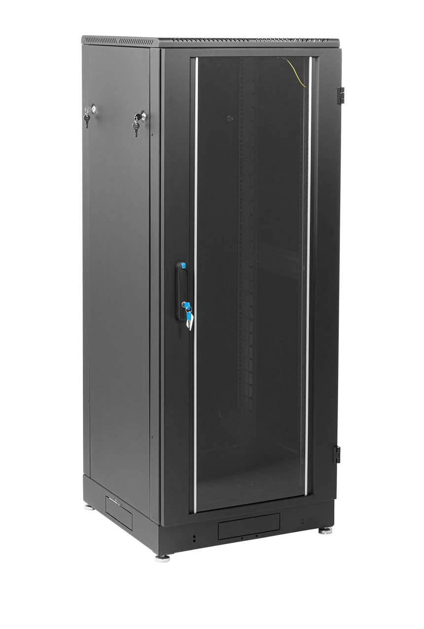Шкаф телекоммуникационный напольный 36U (600 × 800) дверь стекло, чёрный
