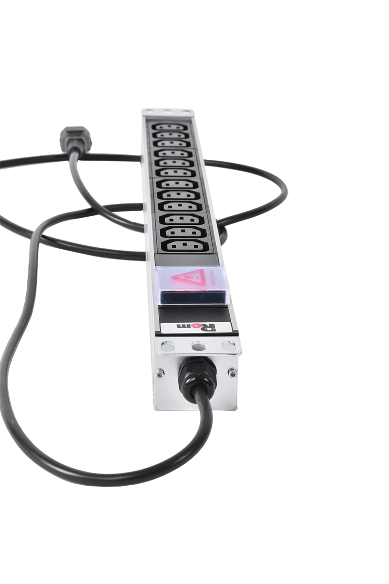 Блок розеток Rem-10 с выкл., 12 IEC 60320 C13, 10 A, алюм., 19", шнур 1.8 м. IEC 60320 C14 от ЦМО