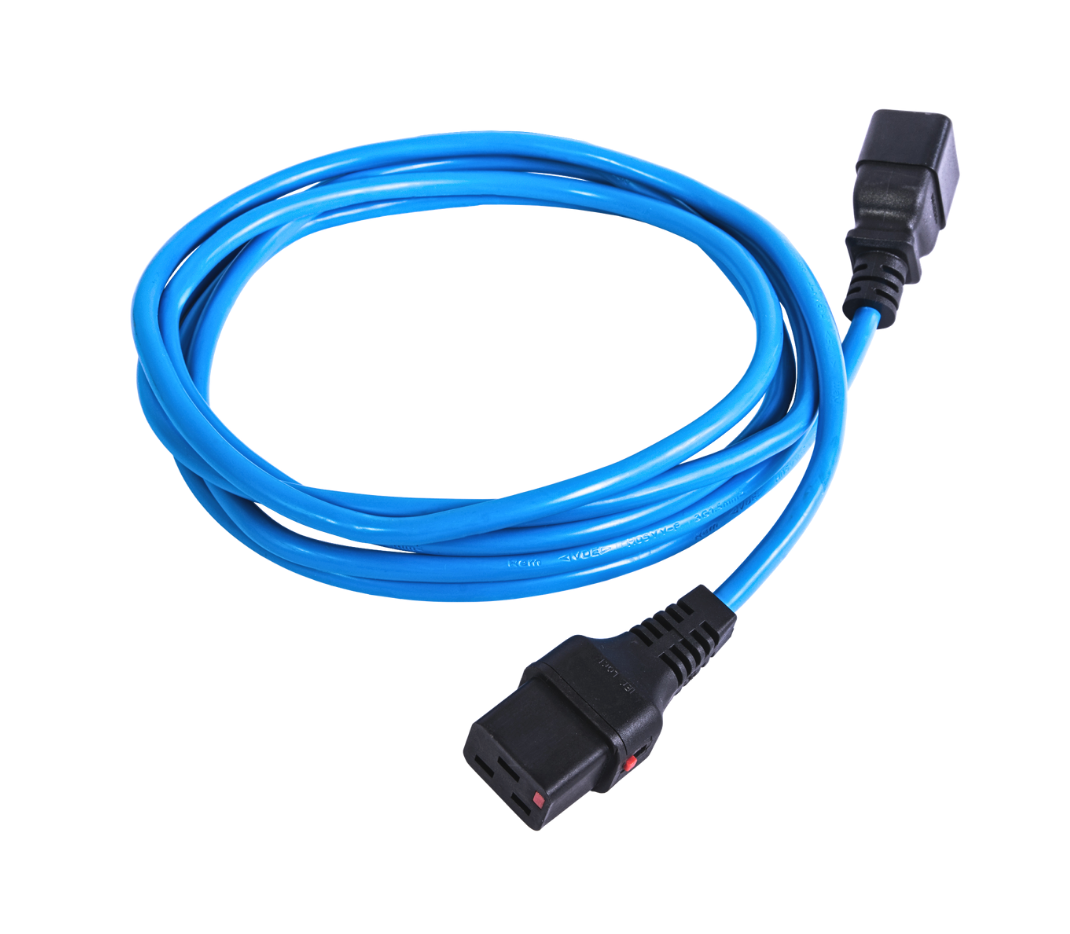 Шнур питания с фиксатором IEC 60320 C19/IEC 60320 C20, 16 А / 250 В (3 × 1,5), длина 1,8 м, синий