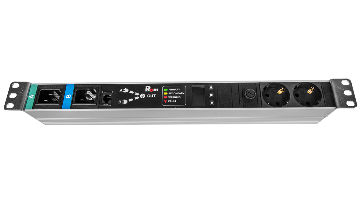 Блок розеток Rem-16 с АВР, 1×16A, 2S, подкл к контроллеру R-2MC по Modbus, вход 2×C20