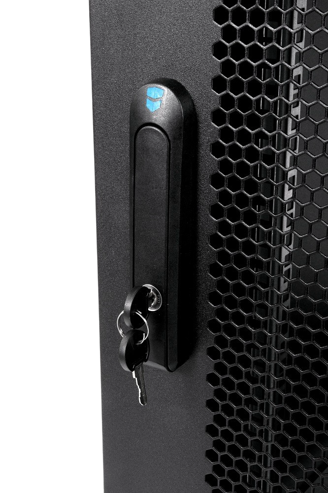 Шкаф телекоммуникационный напольный 27U (600 × 1000) дверь перфорированная 2 шт., цвет чёрный от ЦМО