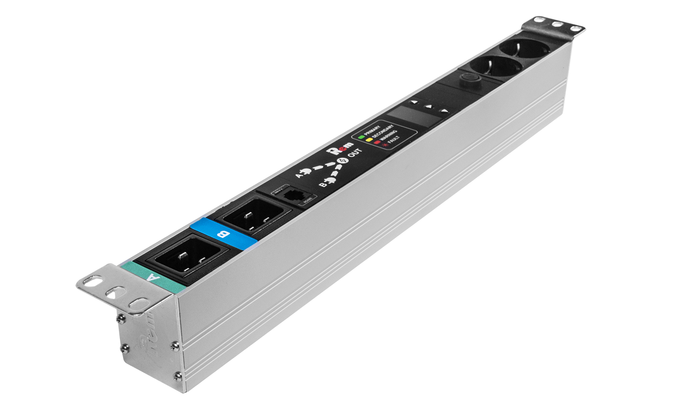 Блок розеток Rem-16 с АВР, 1×16A, 2S, подкл к контроллеру R-2MC по Modbus, вход 2×C20