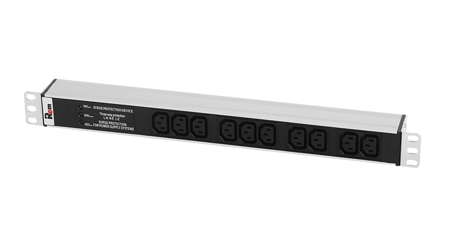 Блок розеток Rem-10 без шнура с фил. и инд., 10 IEC 60320 C13, вход IEC 60320 C14, 10A, алюм., 19"