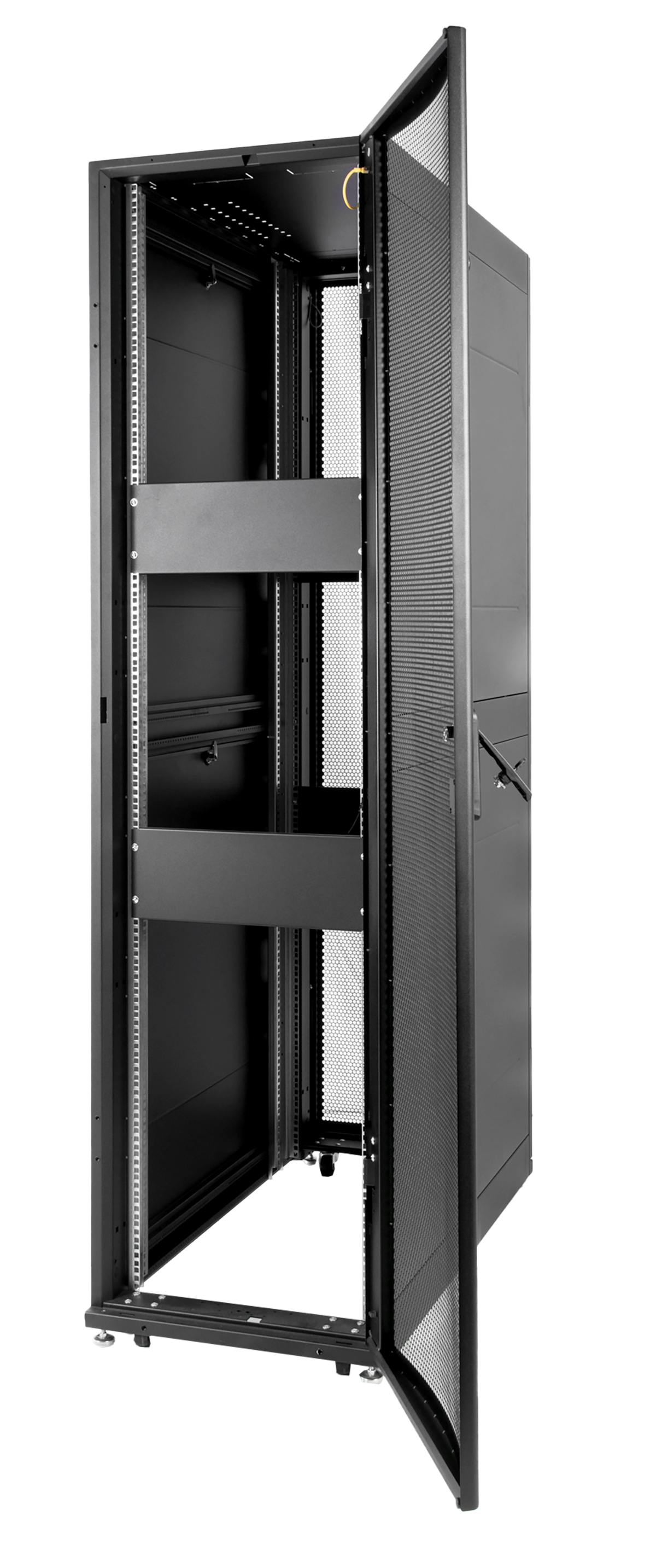 Шкаф серверный ПРОФ напольный 42U (600x1000) дверь перфор. 2 шт., черный, в сборе от ЦМО