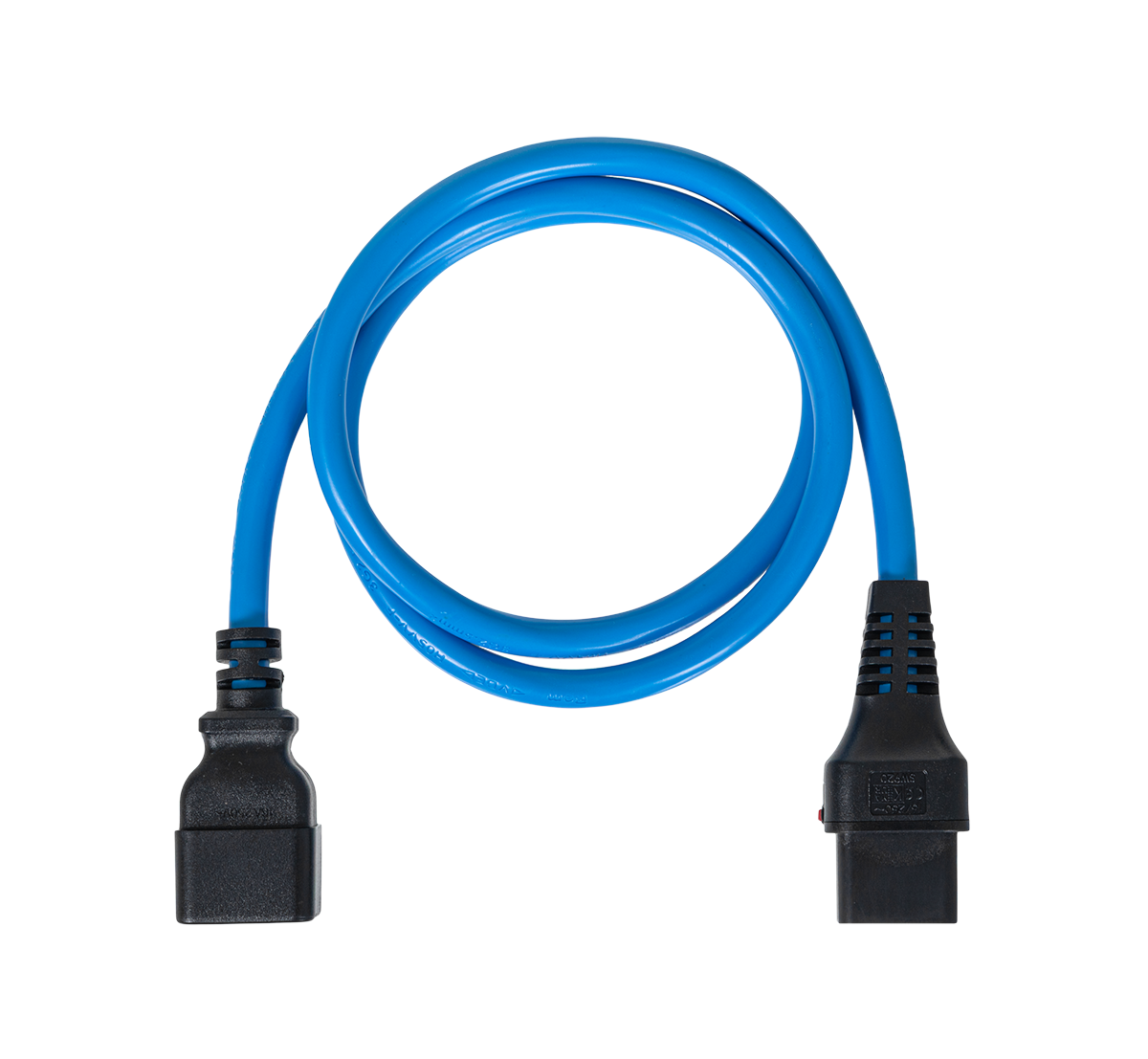Шнур питания термостойкий с фиксатором IEC60320 C19 / IEC60320 C20, 16А, 250В (3×2,5), 1м, синий