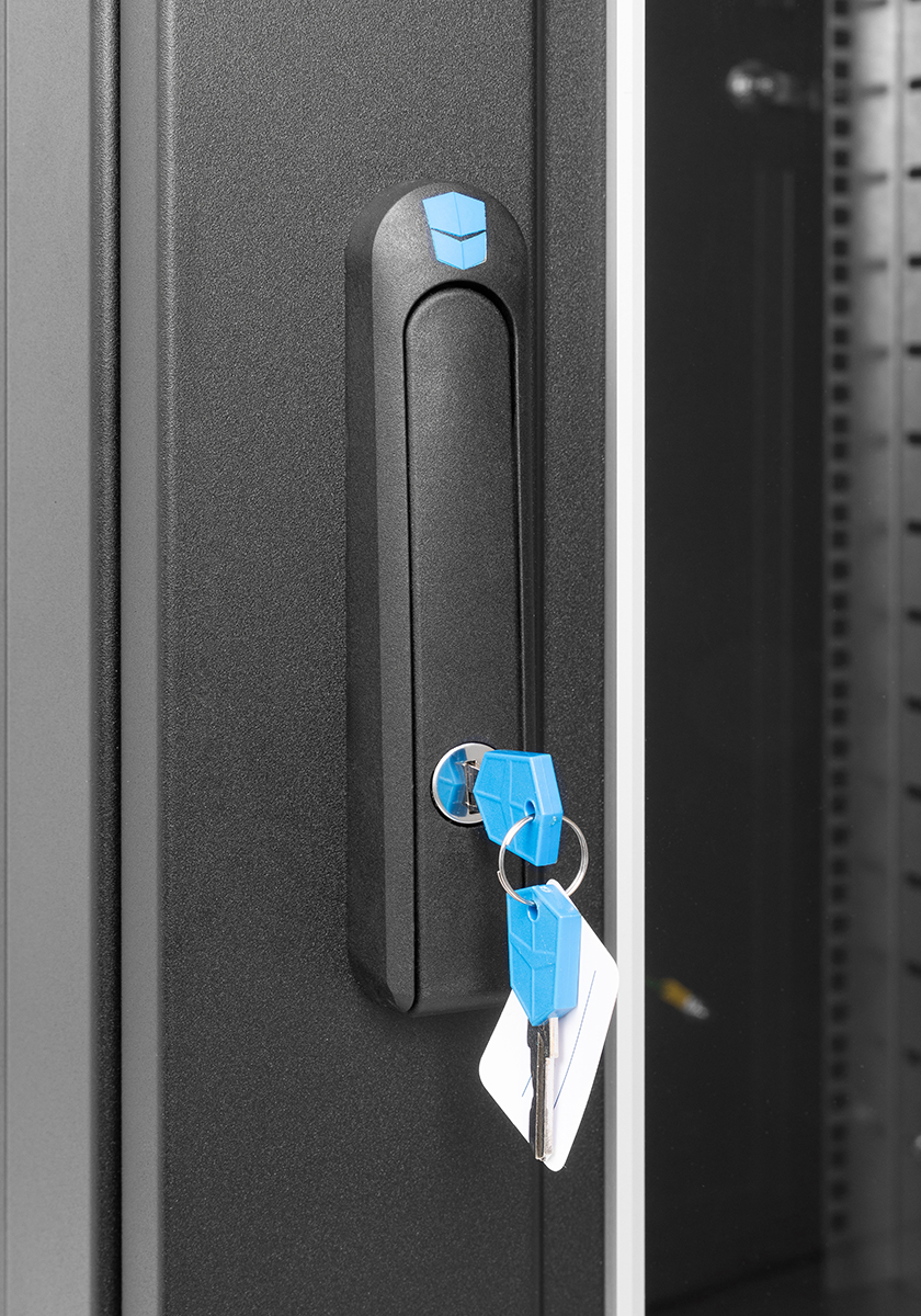 Шкаф телекоммуникационный напольный 42U (600 × 600) дверь стекло, цвет черный