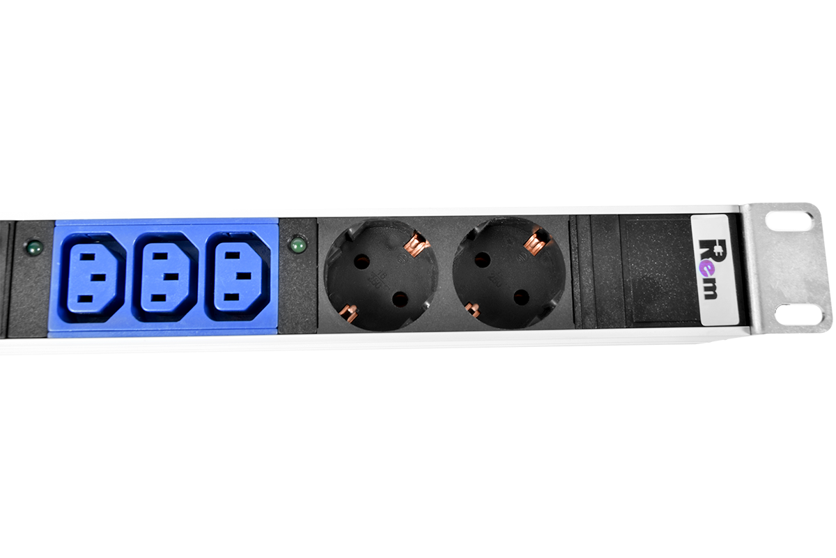 Гор блок розеток Rem-2MC, монит, управл, 1×32А, 2S, 3C13, 19'', колодка