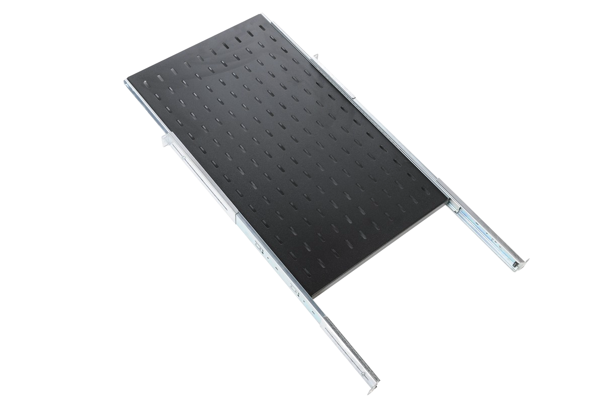 Полка перфорированная выдвижная с телескопическими направляющими, глубина 620 мм, цвет черный от ЦМО