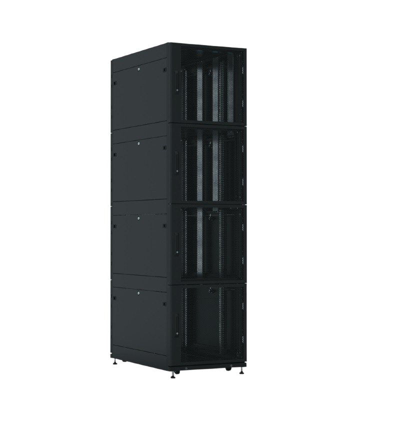 Шкаф серверный ПРОФ напольный колокейшн 44U (600 × 1000) 4 секции, дверь перф. 2 шт., черный,в сборе