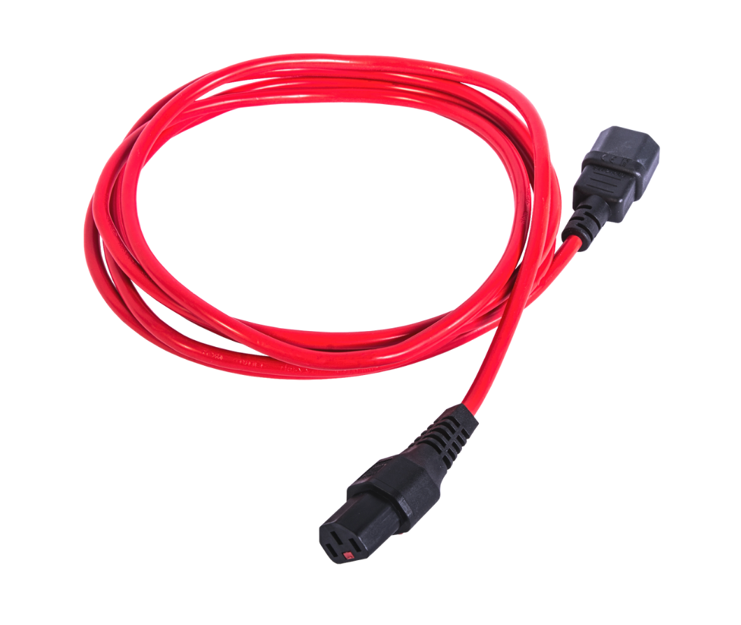 Шнур питания с фиксатором IEC 60320 C13/IEC 60320 C14, 10 А / 250 В (3 × 1,0), длина 1,8 м, красный