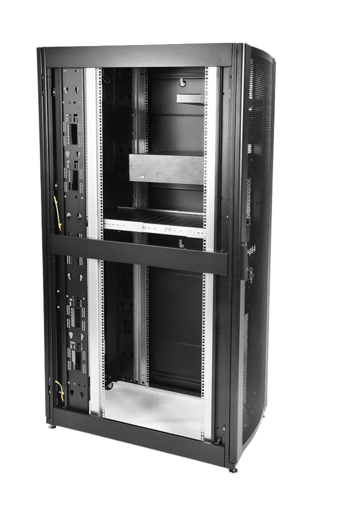 Шкаф серверный ПРОФ напольный 48U (600x1200) дверь перфор., задние двойные перфор., черный, в сборе от ЦМО