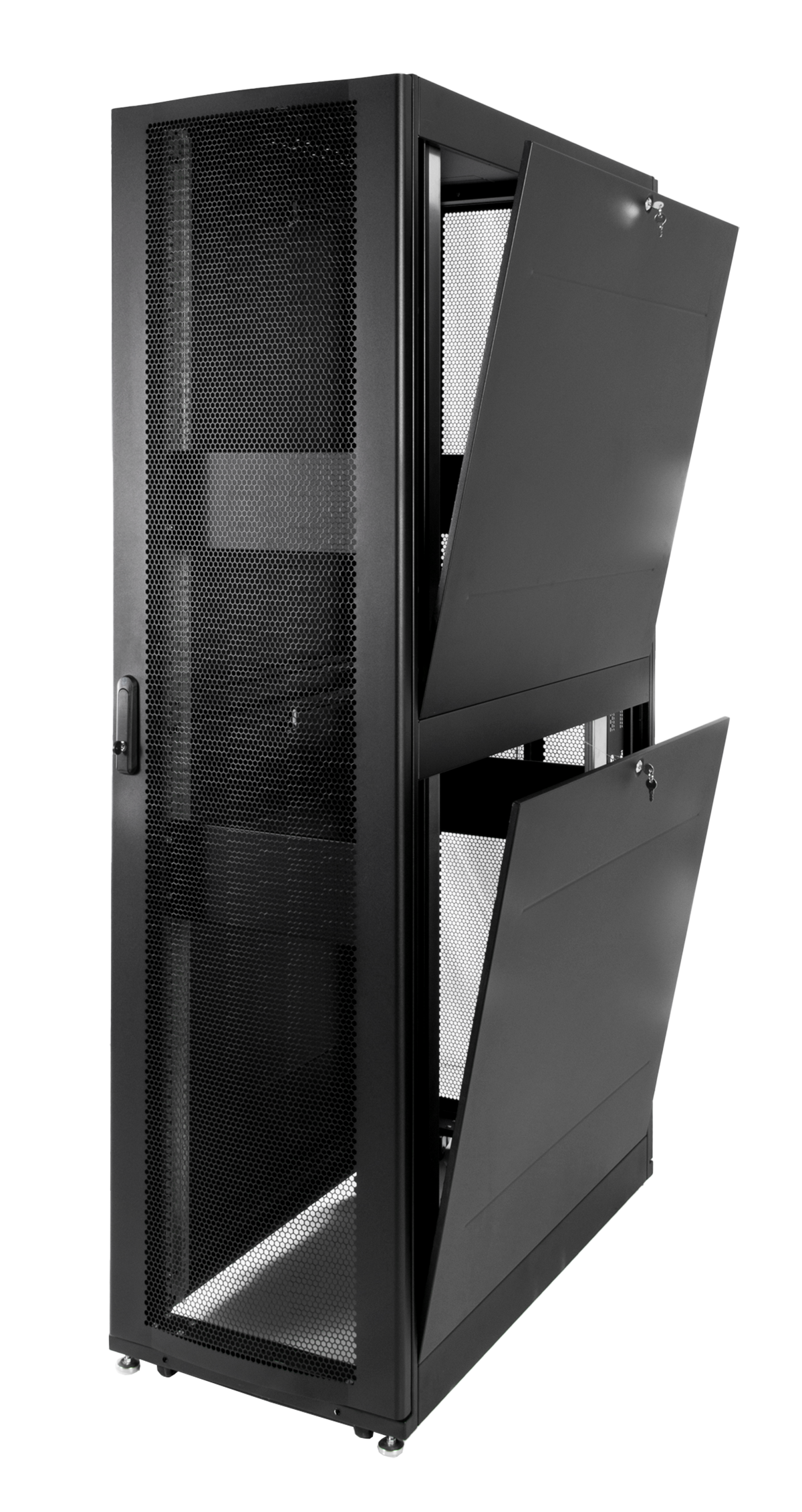 Шкаф серверный ПРОФ напольный 42U (600x1000) дверь перфор. 2 шт., черный, в сборе от ЦМО