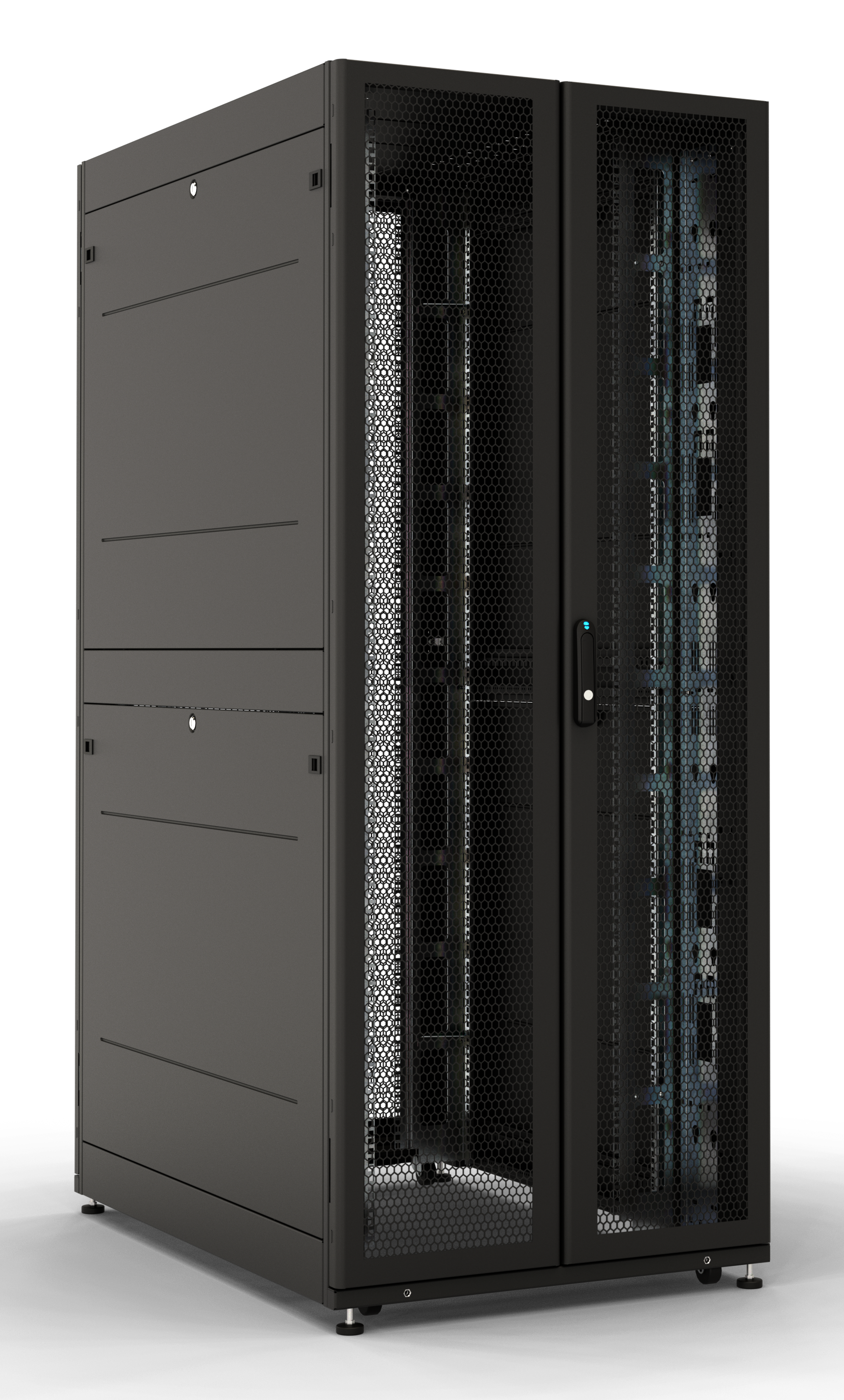 Шкаф серверный ПРОФ напольный 48U (800x1000) дверь перфор., задние двойные перфор., черный, в сборе от ЦМО