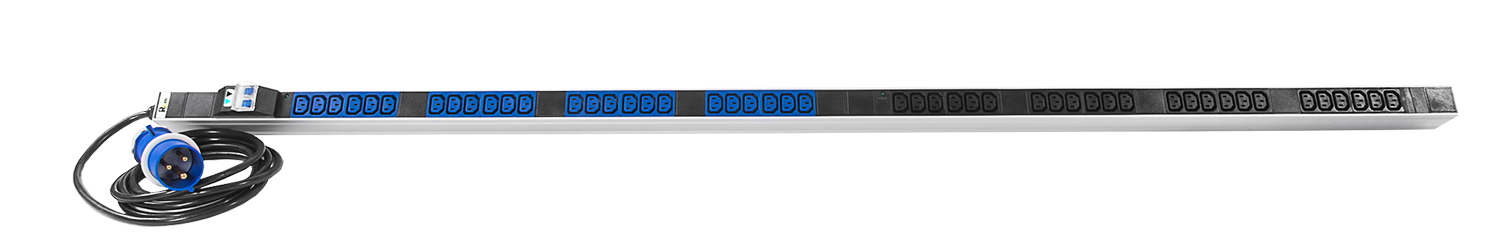 Верт блок розеток Rem-2MC, монит, измер, 1×32А, авт, 48C13, 1820мм, шнур 3м IEC309
