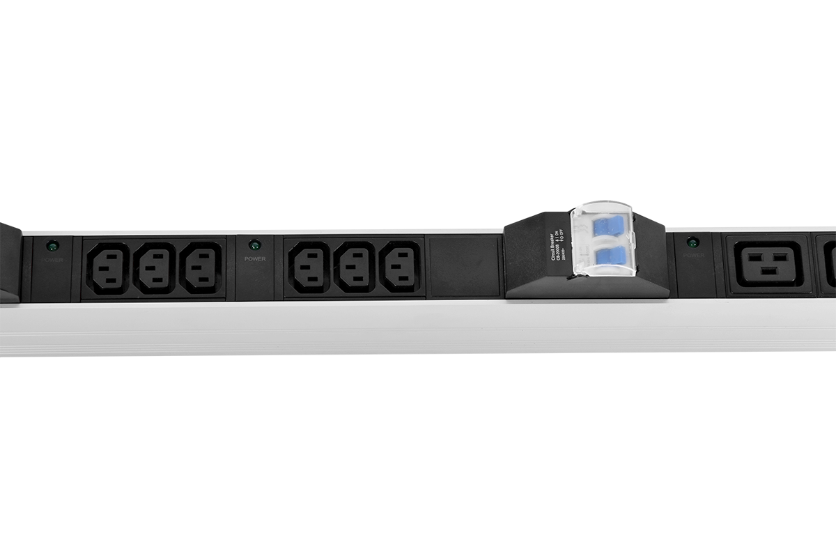 Упр. верт. блок розеток с монит. Rem-MC1 4х2 S, 2x3 С13, 2x2 С19, 32A, алюм., 42-48U, колодка от ЦМО