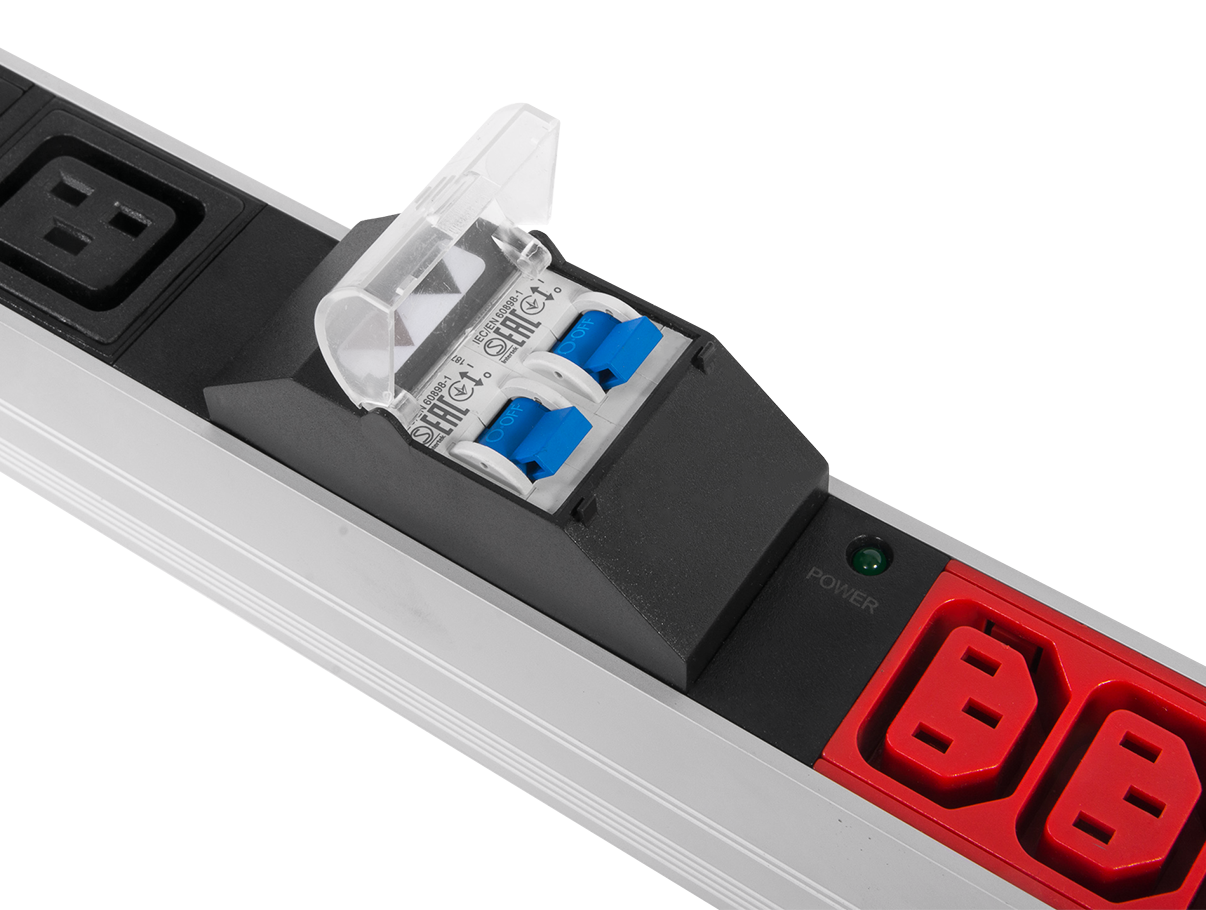 Верт блок розеток Rem-3x32, 3 фазы 32A, 6 авт, инд, 24 C13, 6 C19, 1420 мм, вх IEC 309, шнур 3 м от ЦМО