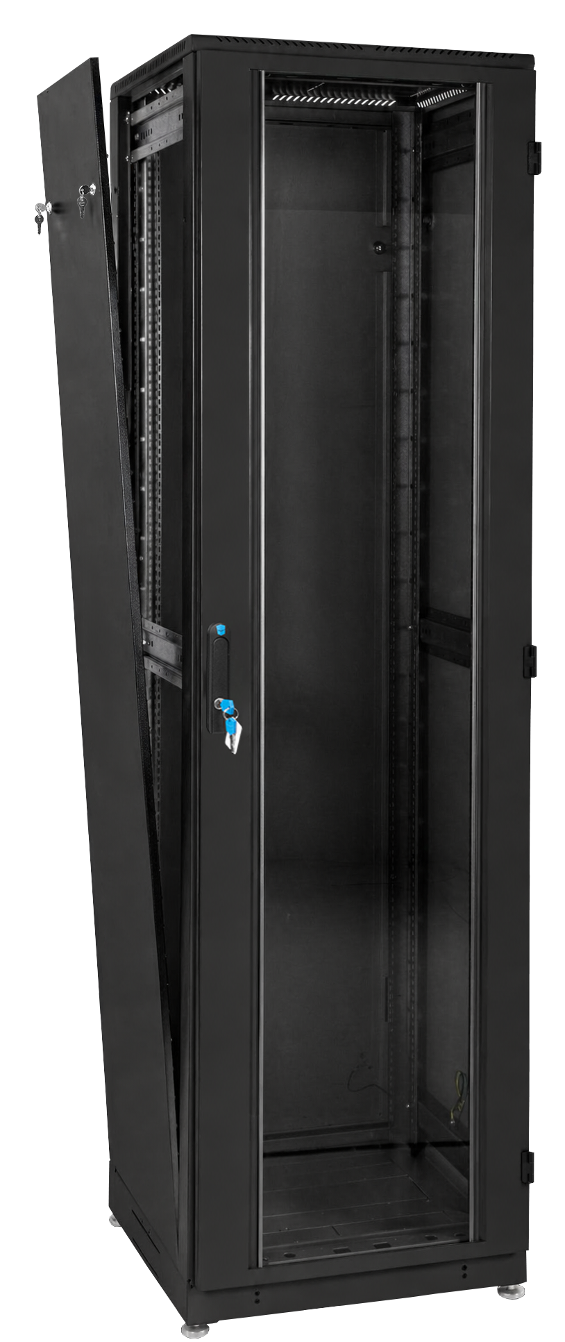 Шкаф телекоммуникационный напольный 42U (600 × 800) дверь стекло, цвет черный