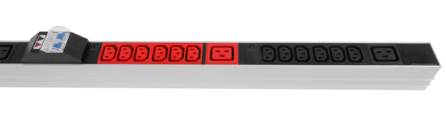 Верт блок розеток Rem-3x32, 3 фазы 32A, 6 авт, инд, 36 C13, 6 C19, 1820 мм, вх IEC 309, шнур 3 м от ЦМО