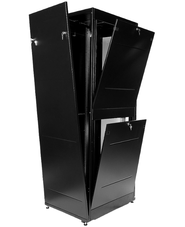 Шкаф телекоммуникационный напольный ПРОФ универсальный 42U (600 × 1000) дверь стекло,чёрный, в сборе от ЦМО