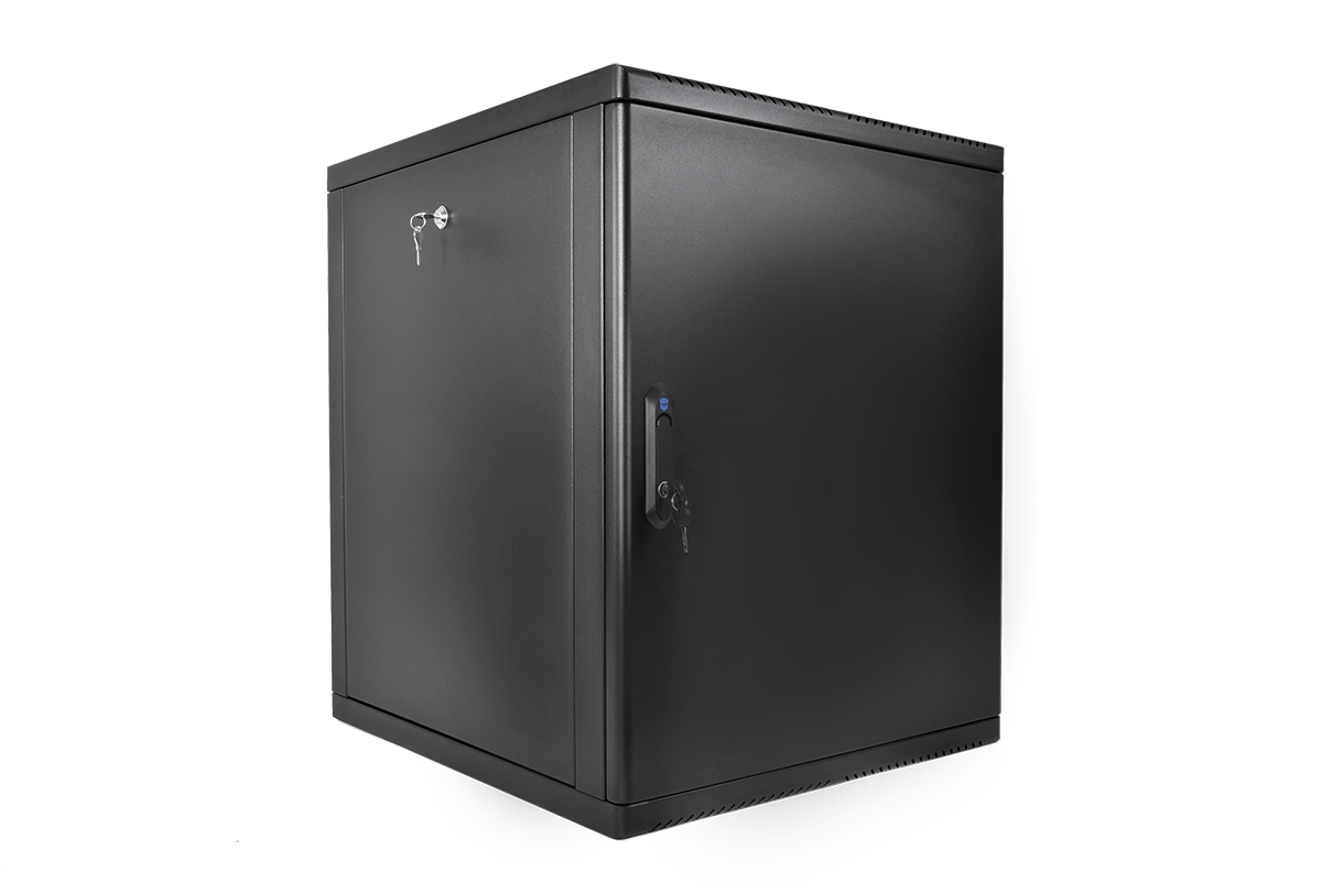 Шкаф телекоммуникационный настенный разборный 15U(600×520) съемные стенки, дверь металл, цвет черный