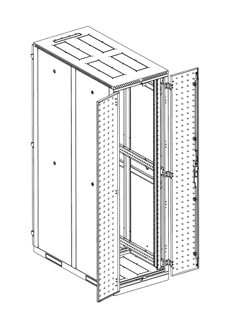 Шкаф серверный напольный 45U (600 × 1200) дверь перфорированная, задние двойные перфорированные от ЦМО